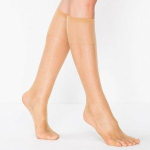 Penti Fit 15 Nylon Socks Sheer Sandal Toe Knee High Ultra Thin Nude 1 pair NWT